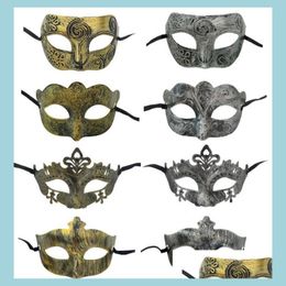 Feestmaskers masquerade vintage antieke mannen venetiaanse atts Halloween carnaval masker oude gouden siery verschillende stijlen drop levering home ga dhfxl
