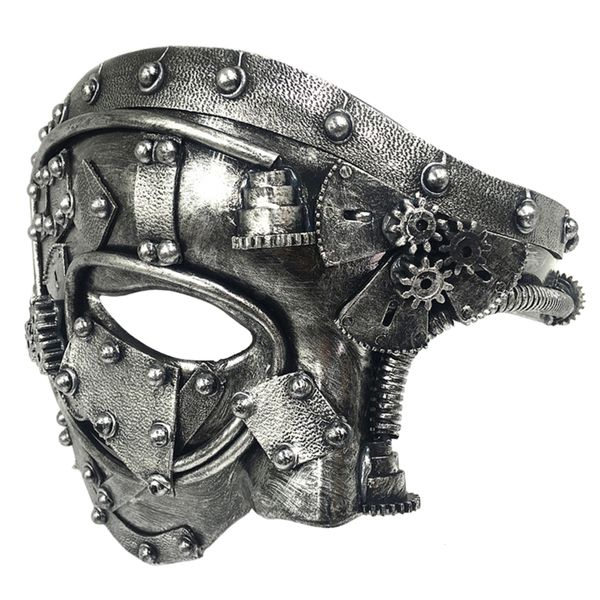 Masques de fête Mécanique Gear Steampunk Fantôme Mascarade Cosplay Masque Demi Visage Costume Halloween Fête De Noël Props Adulte Anime Masque 230614