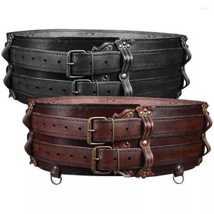 Feestmaskers Middeleeuwse Viking Pirate Leather Breide Belt Noorse Celtic Warrior Knight Taillband Armor Cosplay Cosplay Kostuum Steampunk Larp Accessoires