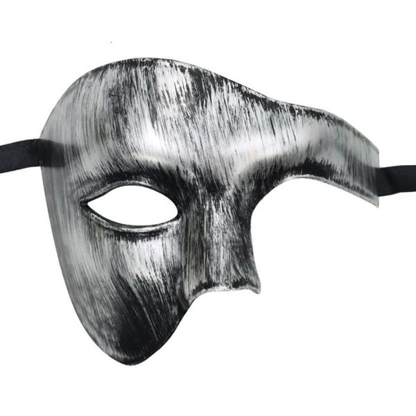 Máscaras de fiesta Hombres Máscara de mascarada Vintage Phantom Of The Opera One Eyed Half Face Disfraz Fiesta veneciana Navidad Halloween Carnival Props 230327