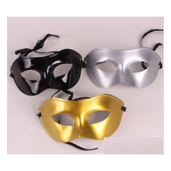 Party Masks Mens Masquerade Mask Fancy Derbing Venetian Plastic Half Face Face en option noir blanc or Sier GB794 Drop Livrot Home Gard Dhl8r