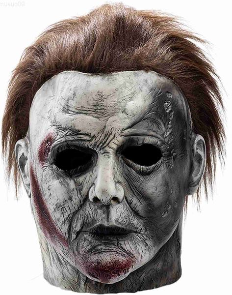 Máscaras de fiesta Michael Myers Máscara Luz de luna Pánico Terror Látex Horror Máscara de Halloween Casco de cara completa Cubierta de cabeza Cosplay Máscaras de miedo Fiesta Prop L230803