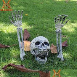 Partij Maskers Molezu Halloween Wit Bot Hand Arm Horrible Open Mond Skl Voor Diy Games Prop Begraafplaats Spookhuis Prank Decor Drop Del Dhkns