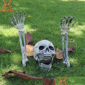 Partij Maskers Molezu Halloween Wit Bot Hand Arm Horrible Open Mond Skl Voor Diy Games Prop Begraafplaats Spookhuis Prank Decor Drop Del Dhkns