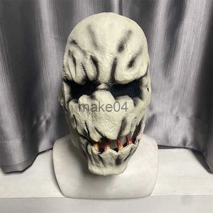 Masques de fête Movable Jaw Effrayant Diable Latex Masque Creepy Monstre Démon Halloween Blanc Horreur Diable Cosplay Accessoires Coiffures J230807