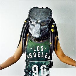 Masques de fête Film Alien Vs.Masque de Cosplay Predator, accessoires de Costume d'Halloween, accessoires en Latex 220827, livraison directe Dh5De
