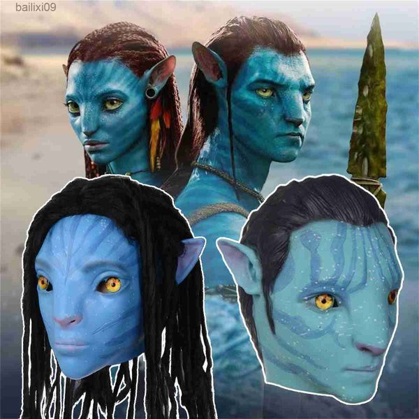 Máscaras de fiesta Película Avatar 2 Máscara de cosplay Látex Avatar El camino del agua Disfraz de alienígena Fiesta Máscaras de Halloween Adulto T230905