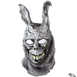 Masques de fête Film Donnie Darko Frank Evil Rabbit Masque Halloween Cosplay Props Latex FL Face 220915 Drop Livraison Dh0St