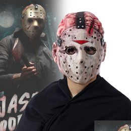 Party Masks Movie Jason Voorhees Terror Mask Ghost Festival Adt Latex Headgear Fal Casque Halloween Cosplay Costume Costume accessoire Dr Dhfuo