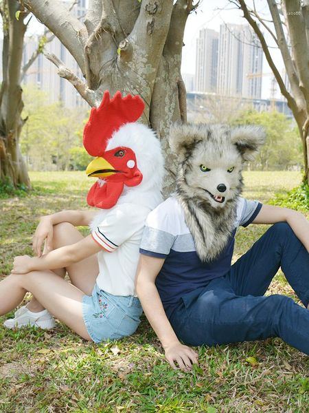 Masques de fête Masque de bouche mobile Animal Loup Carnaval Simulation du visage Parler et chanter