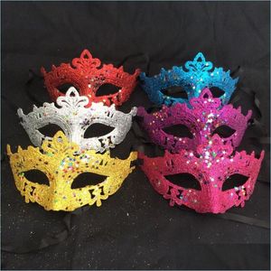 Máscaras de fiesta Mti Colores Máscaras Mascarada Mardi Gras Accesorios para mujeres Twinkle Star Glitter Lentejuelas Media mascarilla 0 65DL FF Drop Delive Dhxil