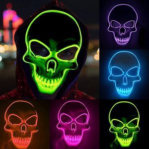 Masques de fête Néon LED Light Up The Purge Election Year Great Funny Festival Cosplay Costume Fournitures Glow Dark Skeleton 220920