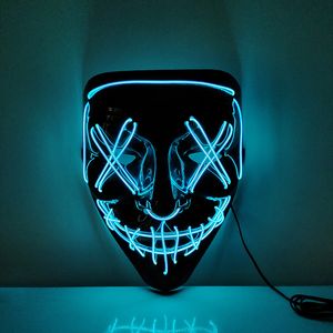 Masques de fête Neon Mask LED Light Up The Purge Election Year Great Funny Scary Festival Cosplay Costume Supplies Glow 230630