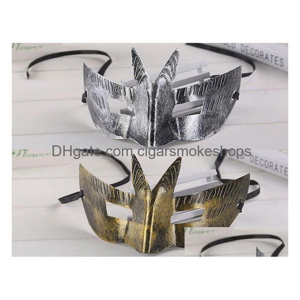 Masques de fête Nouveau Prince Antique Bat Masque En Plastique Mens Jazz Rétro Bronze Sier Cadeau Drop Livraison Maison Jardin Fournitures De Fête DH6Th