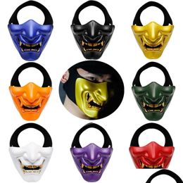 Feestmaskers Nieuwe Half Face Knight Warrior Japanese Ghost King Samurai Mask Halloween Cosplay Wall Kabuki Evil Demon Party Drop Delive DHC5Q