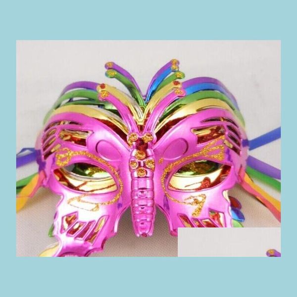 Masques de fête Nouveau Halloween Masque Enfants Mascarade Coloré Ding Ou Motif Placage Papillon Princesse Drop Delivery Maison Jardin Fes Dhwum