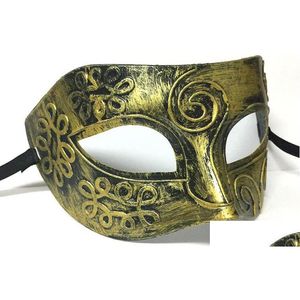 Masques de fête New Retro Plastic Roman Knight Mask Mask and Women Masquerade Ball Favors Dress Up Mascara De Caballero Romano Plastico Kun Dhzoh