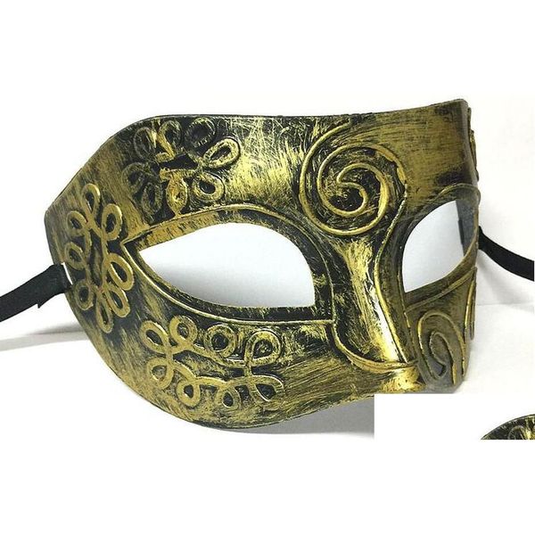 Máscaras de fiesta New Retro Plastic Roman Knight Mask Mask y Mujeres Mascarada Favores de bola Vestida Mascara de Caballero Romano Plasco Kun Dhzoh