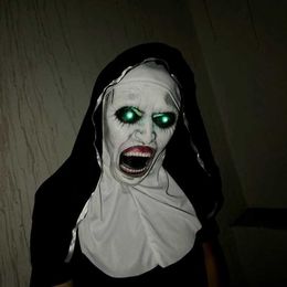 Party Masks Nun Latex Mask Cross Cross Horror Facial Play-Playing Thriller Antifaz Para Fiesta Eye Black Q240508