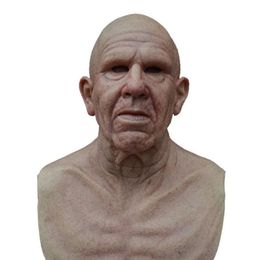 Mascaras de fiesta Old Man Scary Mask Cosplay Full Head Latex Halloween Horror Masquerade Headgear dropshi352h