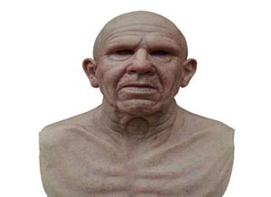 Masques de fête Old Man Scary Mask Cosplay Full Head Latex Halloween Horror Masquerade Headgear Dropshi3978976