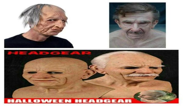 Masques de fête Old Man Scary Mask Halloween Full Head Latex Cosplay Femme FEMME FEMME RÉLIST CASHET ADULT5590005