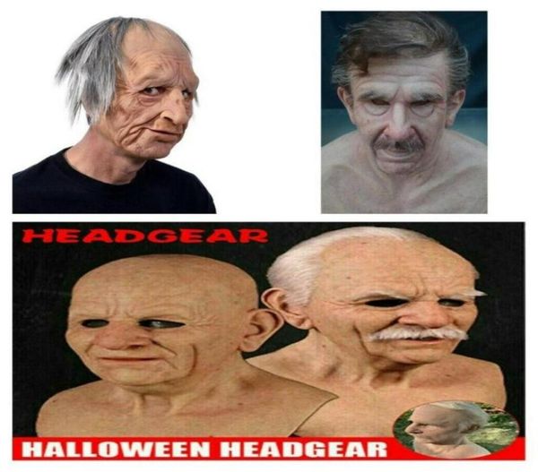 Masques de fête Old Man Scary Mask Halloween Full Head Latex Cosplay FEME FEMME FEMME RÉLIST CASHET ADULT4856487