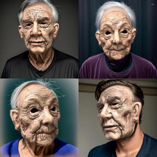 Máscaras de fiesta Viejo Papa Cosplay Máscara para hombres y mujeres Halloween Divertido Hilarante Anciano Abuelo Arrugas Accesorios de disfraces