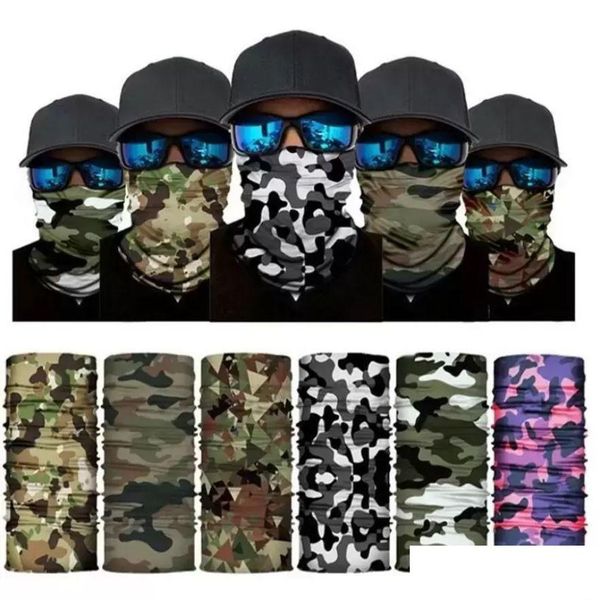 Masques de fête en plein air sans couture écharpe magique ski camo demi-masque bandana cache-cou bandeau turban cyclisme en gros Cpa4459 Drop Dhktz