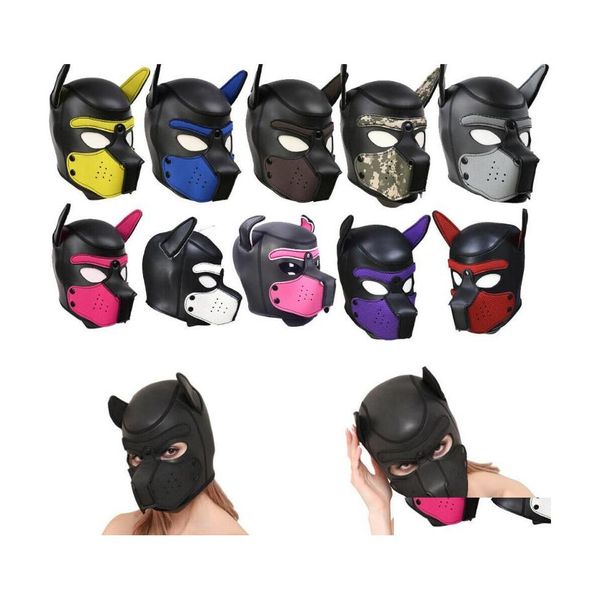 Máscaras de fiesta Acolchado Látex Goma Juego de roles Máscara de perro Cachorro Cosplay Fl Headaddears 10 colores Entrega de la gota Hogar Jardín Suministros festivos Dhvkc