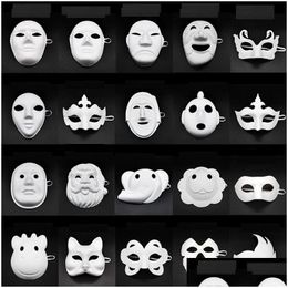 Party Masks Paper Diy Mask White Painting Halloween Chirstmas Children Creative Garten Drop Delivery Home Garden Feestelijke voorraden DH4T9