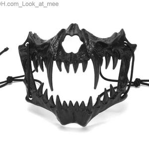 Masques de fête Masque de fête Démon Samouraï Dragon Bone Yasha Tengu Crâne de Tigre Demi-Couverture Masque Halloween Cosplay Costume Masques Prop Q231009