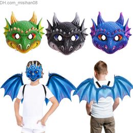 Party Masks Party Masks Dinosaur Wings for Kids Children Dragon Cosplay Costume accessoires Masquerade Birthday Carnival Halloween Show 230225 Z230630
