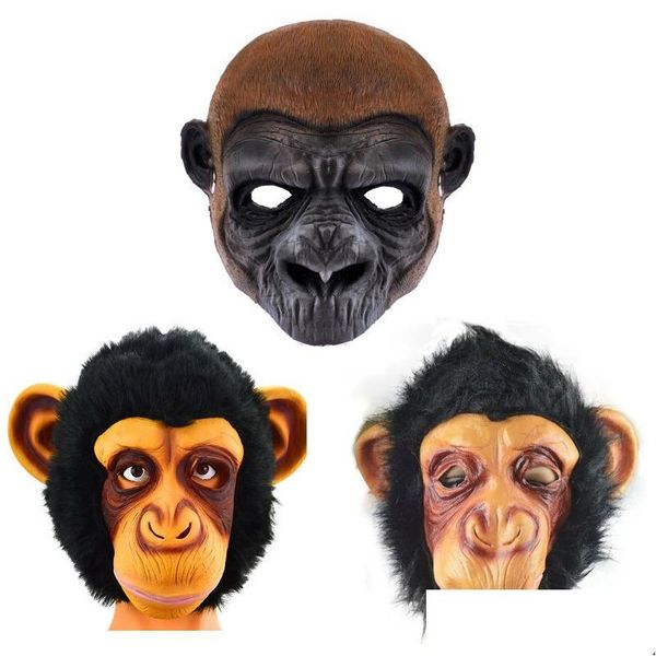 Masques de fête Masques de fête Masque d'Halloween Nouveauté Singe Orang-outan Chimp Drôle Animal Carnaval Costume Drop Livraison Maison Jardin Festif Dhnkw