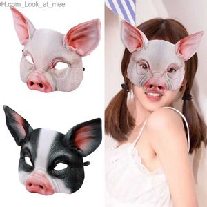 Feestmaskers Varken Halfgelaatsmasker Zwart en Wit 3D Varkenskop Gezichtsbedekking Halloween Carnaval Nacht Feestbeest Make-up Kostuum Rekwisieten Q231007