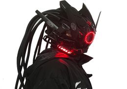 Masques de fête Pipe dreadlocks Cyberpunk Cosplay Shinobi Forces spéciales Samurai Triangle Project El avec lumière LED 2211107483500
