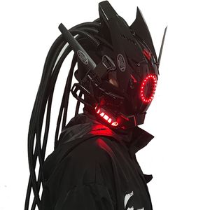 Masques de fête Pipe dreadlocks Masque Cyberpunk Cosplay Masque Shinobi Forces Spéciales Masques de Samouraï Triangle Projet El Avec Lumière LED 230209