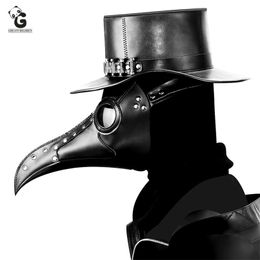 Feestmaskers pest dokter masker volwassen stoom punks enge horror pu bird schnabel masque Halloween cosplay snavel maske prop carnaval 220921