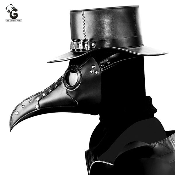 Máscaras de festa Plague Doctor Mask adulto Steam Punks Scary Horror PU Bird Schnabel Masque Halloween Cosplay Bico Maske Prop Carnival 220921