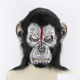 Party Maskers Planet Of The Apes Halloween Cosplay Gorilla Maskerade Masker Monkey King Kostuums Caps Realistisch Y200103 Drop Delivery2285