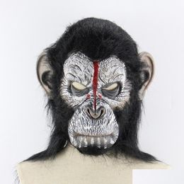 Party Maskers Planet Of The Apes Halloween Cosplay Gorilla Masquerade Mask Monkey King Kostuums Caps Realistisch Y200103 Drop Delivery 2 Dhts5