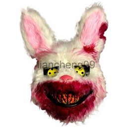 Máscaras de fiesta Máscara de conejito de peluche Duradero Cotume perfecto Realista Simulación sangrienta Conejo Sombrero Rendimiento Prop para disfraces de Halloween x0907