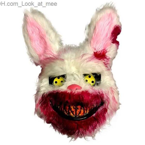 Masques de fête Masque de lapin en peluche Durable Cotume parfait Réaliste Simulation sanglante Lapin Couvre-chef Performance Prop pour les mascarades d'Halloween Q231009