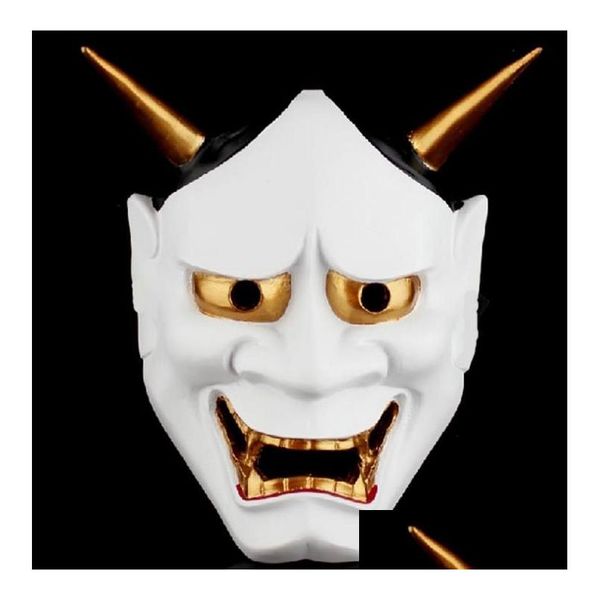 Máscaras de fiesta Prajna Devil Mask Demon Monster Disfraz de disfraces Halloween Carnival F Face Masquerada Cosplay Props blanco Drop d ot7kn