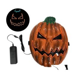 Masques de fête Forme de citrouille Halloween Masque Led Light Up El Wire Glow In Dark Funny Festival Cosplay Costume Fournitures Dbc Drop Delivery Dhj3Y