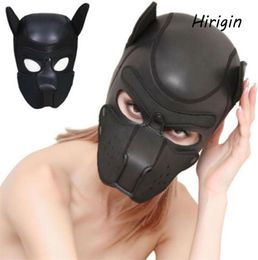 Masques de fête Pup Puppy Play Dog Hood Mask Rembourré Latex Caoutchouc Jeu de rôle Cosplay Full HeadEars Halloween Masque Sex Toy pour les couples 22125481