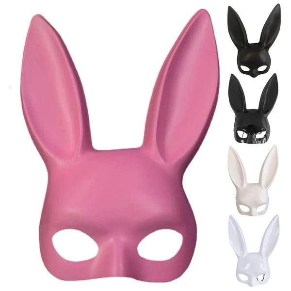 Masques de fête Masque de lapin Jeu de rôle Masque de lapin de Pâques Halloween Carnaval Party Bar Discothèque Costume Sexy Half Face Rabbit Ears 230329