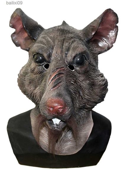 Masques de fête Rat Animal Souris Latex Masque Souris Monstre Film Costume Cosplay Party Fantaisie Robe Tortues Masque T230905