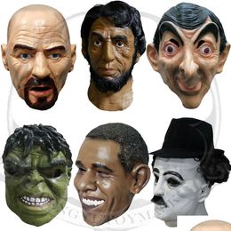 Party Masks réalistes Adts Human Face Celebrity Latex Mask Movie Champion Comédiens TV Présentateurs Costume Halloween Cosplay Drop Del Dh6ny