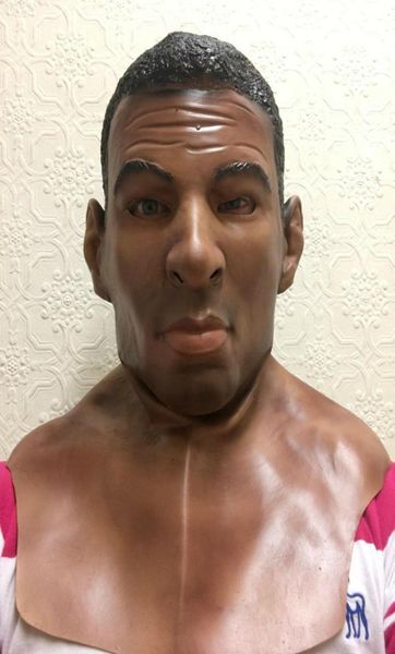 Party Masks réalistes Black Man Male Model Latex Disguise Disguise Boxer Ali Full Overhead Costume Accessoire 2302252616574